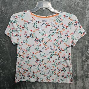 Croft & Barrow Women's Classic Tee Sz Lg Blue floral pink cotton